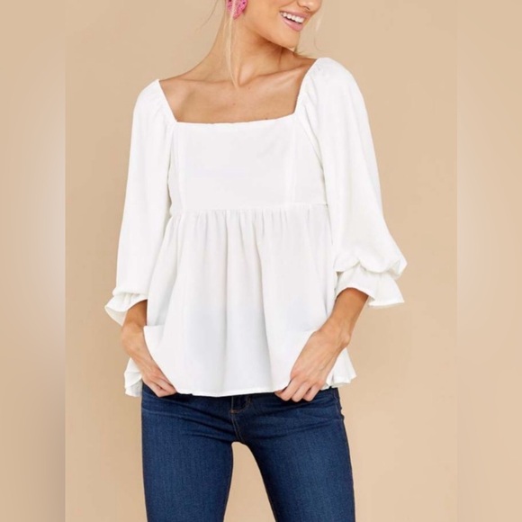 Smocked Square Neck Flounce Sleeve Blouse - Picture 9 of 12